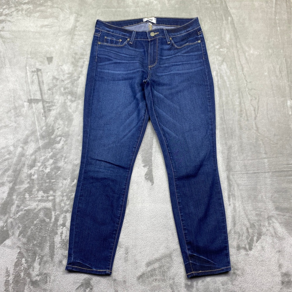 Paige Verdugo Crop Skinny Jeans Dark Wash Blue Denim Size 30 Mid Rise‎ Grunge